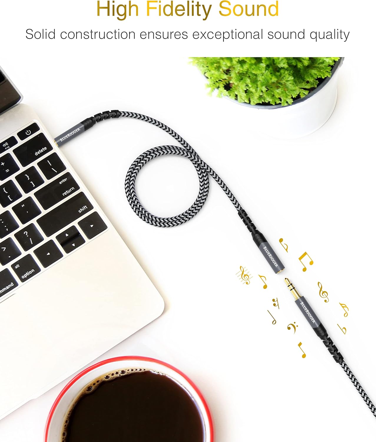 BlueRigger Headphone Extension Cable (25FT, 24K Gold Plated Jack, Hi-Fi Sound, 3.5mm Male to Female Stereo Audio Cable) – Aux Cord for iPod, Laptops, Smartphones, Speakers, Tablets, Home Car Stereo