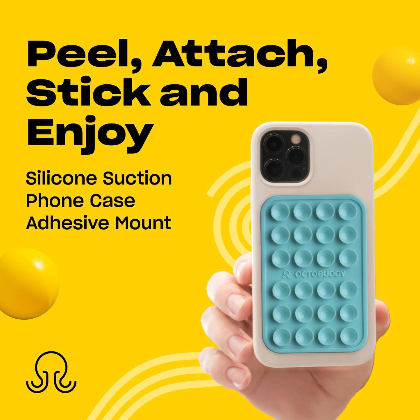 Classic MAX - Silicone Suction Phone Case Adhesive Mount - Hands-Free, Strong Grip Holder for Selfies & Videos - Durable, Easy to Use - 2.6″ x 3.9″, Pastel Turquoise
