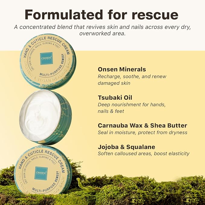Onsen Hand & Cuticle Rescue Cream | Organic Nail Strengthener & Balm | Dry - Image 5