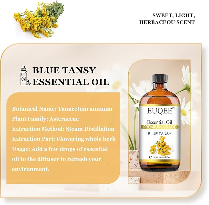 EUQEE Blue Tansy Essential Oil 118mL/4oz Pure Blue Tansy Oil Premium Essential - Image 2