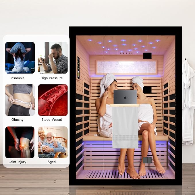 OUTEXER 2 Person Infrared Sauna Room Far Infrared Saunas Home Canadian Hemlock - Image 3