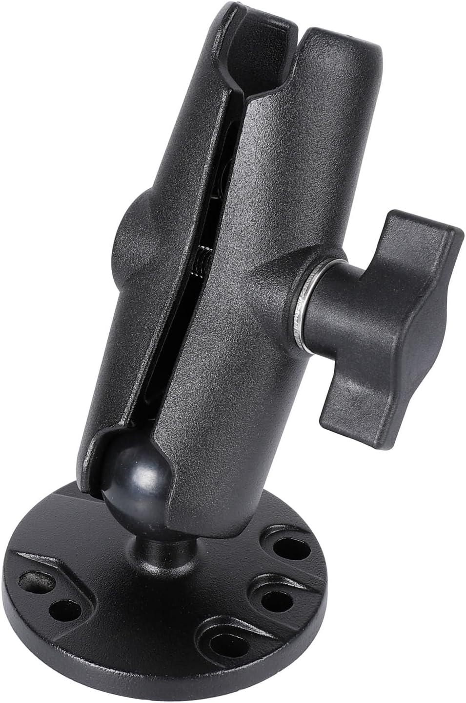 1" Ball Double Socket Arm with AMPS Hole Round Plate Base, Aluminum Alloy Arm&Drill Base, Compatible with RAM Mounts 1 Inch Ball Components, for Bike Car Motorcycle Phone Mount (4.53" Length)