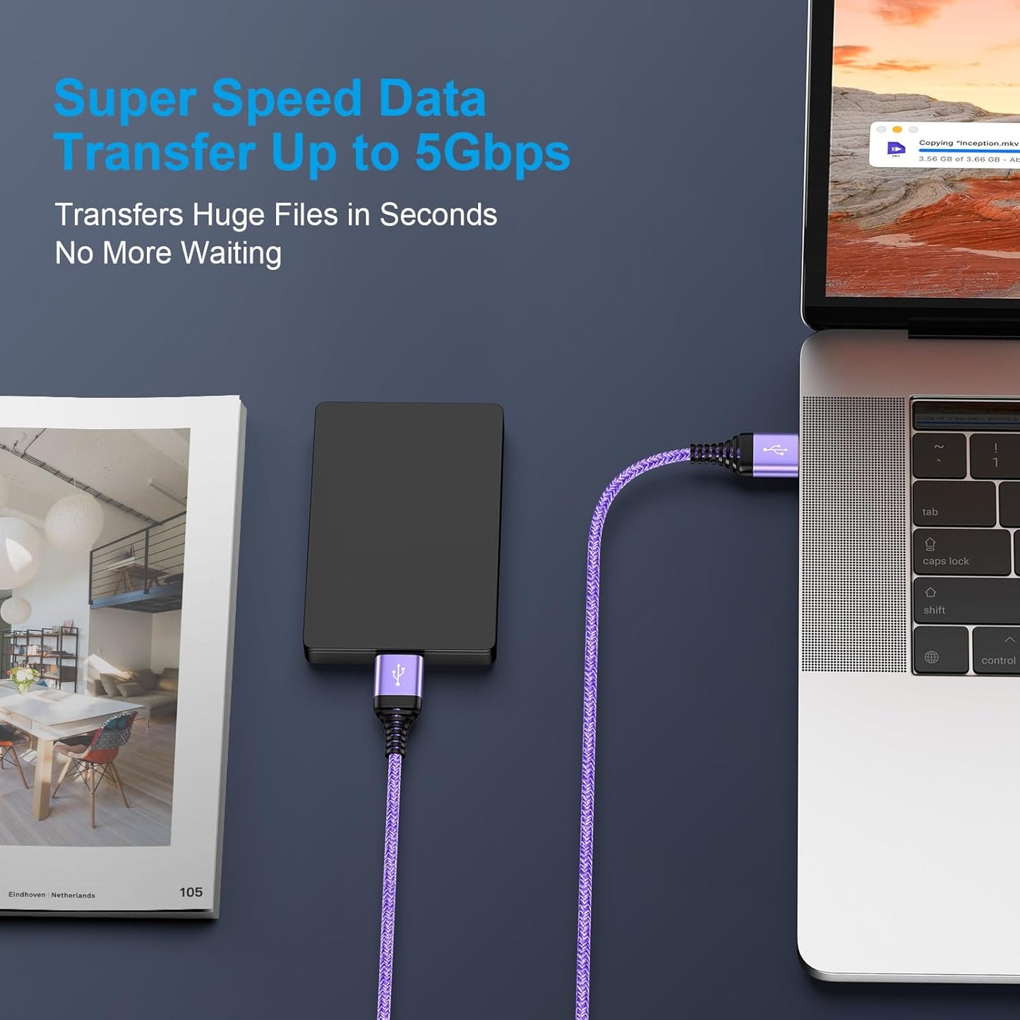 USB to USB Cable, 6FT USB 3.0 Male to Male Type A to Type A Cable Data Transfer USB Cord Double End USB Cable for Hard Drive Enclosures, Laptop Cooler, DVD Player, TV, USB 3.0 Hub, Camera, Set Up Box