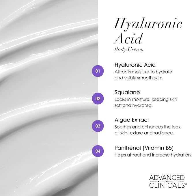 Advanced Clinicals Hyaluronic Acid Moisturizer Body Cream + Hyaluronic Acid - Image 4