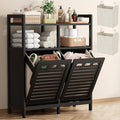 Homykic Tilt Out Laundry Hamper Cabinet, Bamboo Double Laundry Hamper by Homykic