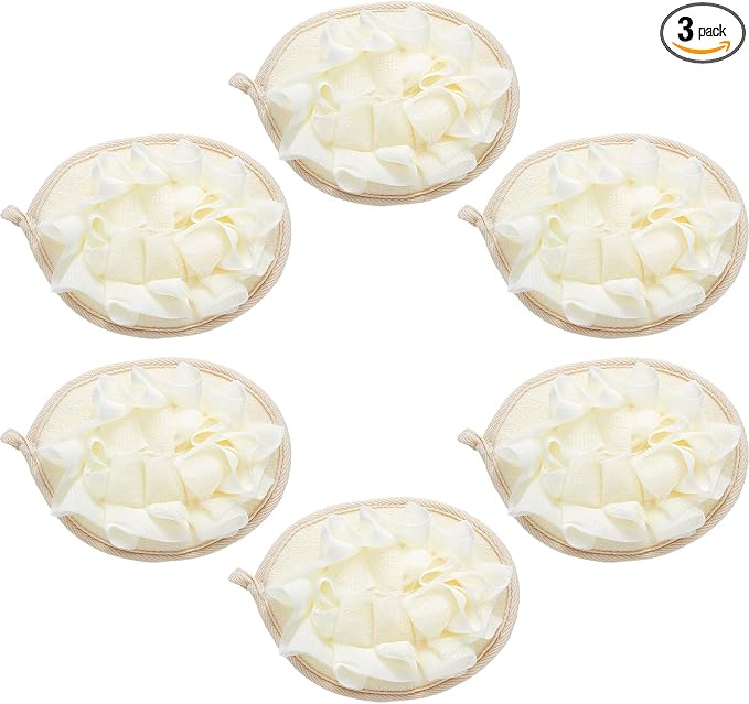 Boao 3 Pcs Bath Shower Pouf Sponge Mesh Pouf Shower Ball Exfoliating Body by Boao