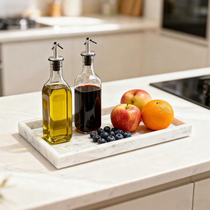 Pure Natural Marble Tray for Bathroom, Sink. Cosmetics, toiletries, etc. can be - Image 7