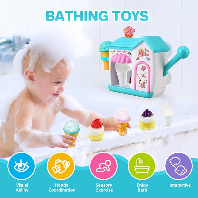Gretex Toddler Bath Toys for 3 4 5 6 7 8 Years Old Girls, Bubble Ice Cream - Image 2