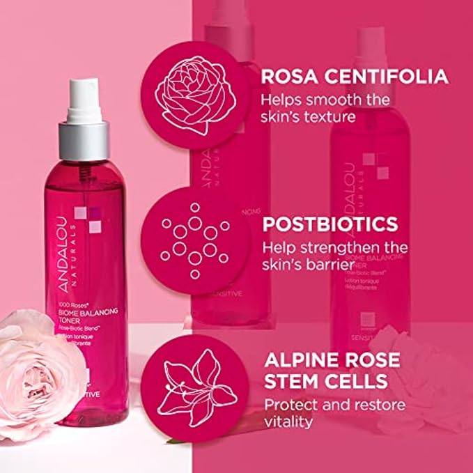 Andalou Naturals Toner, 1000 Roses Biome Balancing Facial Toner, Refreshing & - Image 4