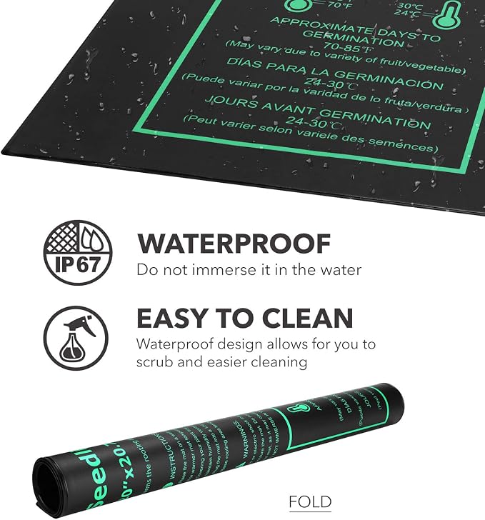 BN-LINK Seedling Heat Mat Warm Hydroponic Heating Pad Waterproof 20" x 20.75" - Image 2