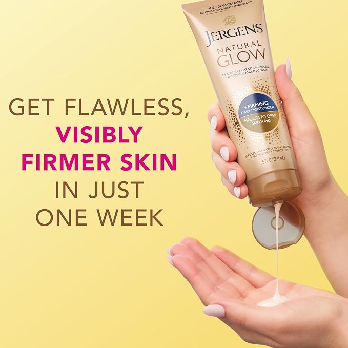 Jergens Natural Glow +Firming Self Tanner Body Lotion, Medium to Deep Skin Tone - Image 6