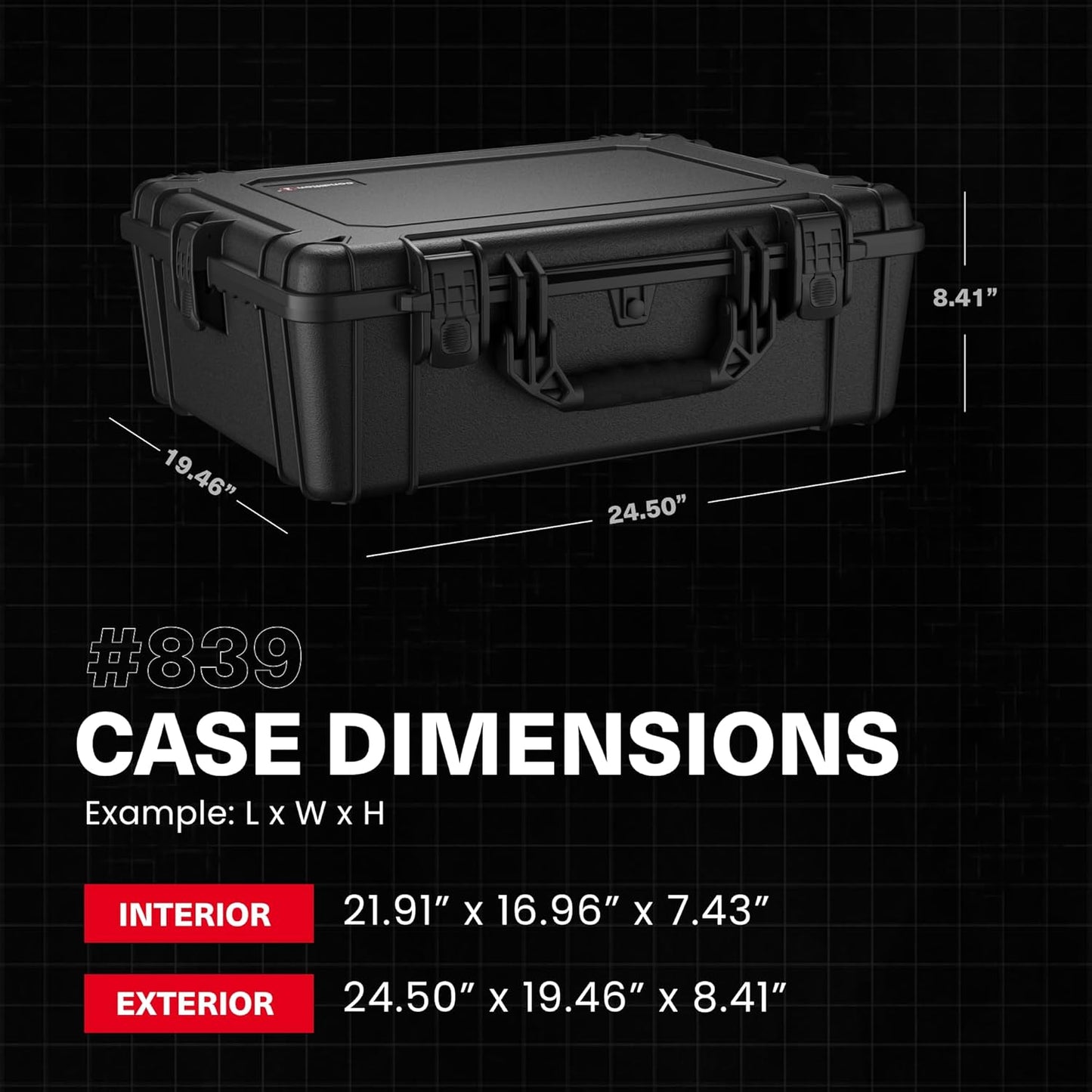 Condition 1 25" Large Waterproof Hard Case Model 839 with Foam, Portable Protective Storage Box for Travel, Hunting, Military, Tactical, Made in USA, 24.50"x 19.46"x8.41" Ranger Green