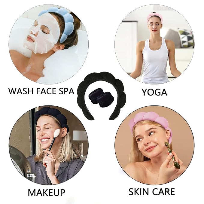 Spa Headband and Wristband Set for Women, Terry Cloth Sponge Headband for - Image 5