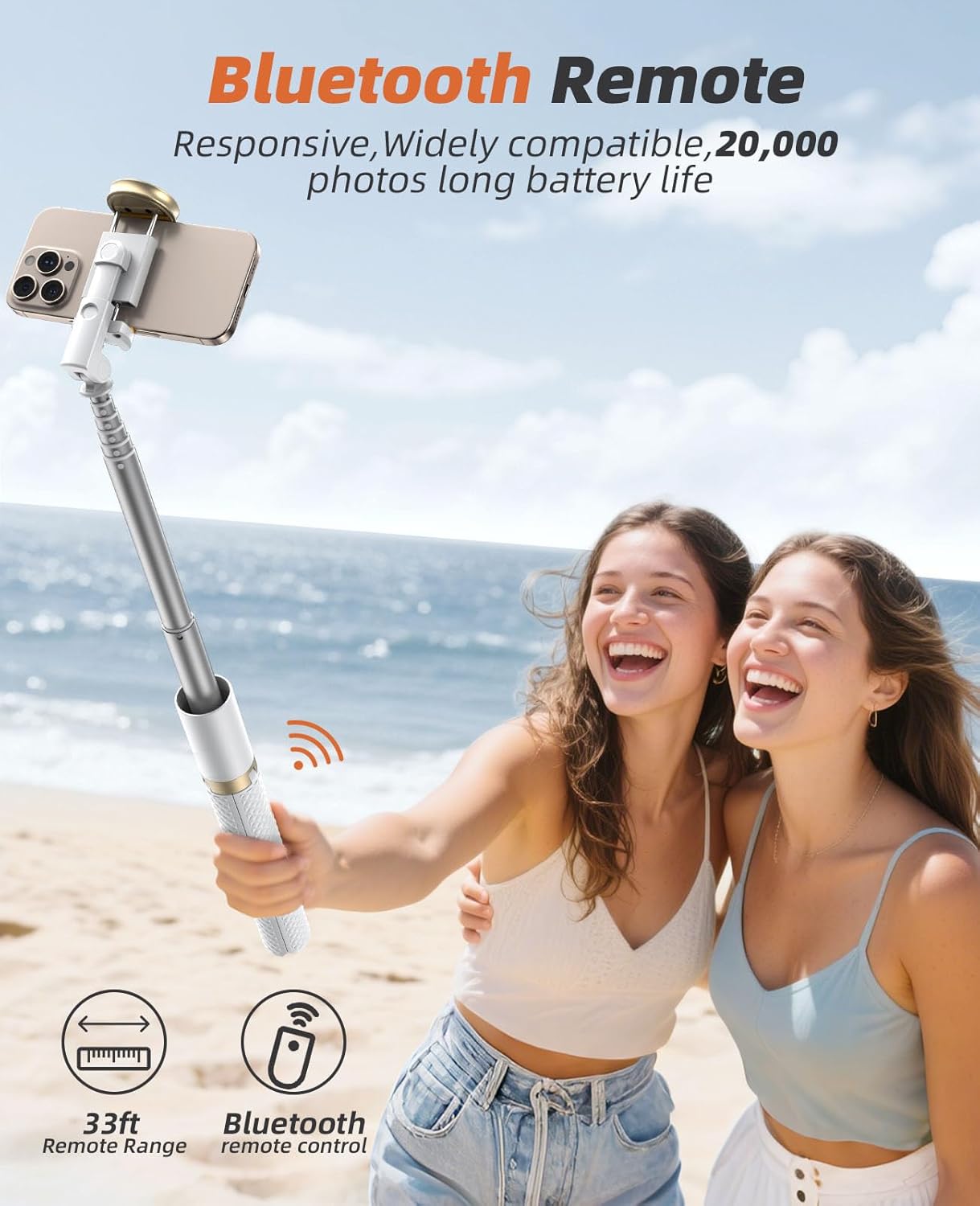 62" Phone Tripod & Selfie Stick, Tripod for iPhone with Remote, All-in-1 Cell Phone Stand, Portable, Lightweight Extendable for Selfies Video Recording Vlog, Compatible with iPhone Android - White