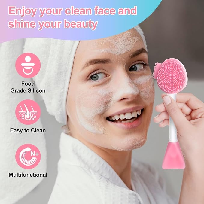 MUiiGOOD 2pcs Silicone Face Scrubber Round Pads Face Mask Brush Exfoliating Lip - Image 2