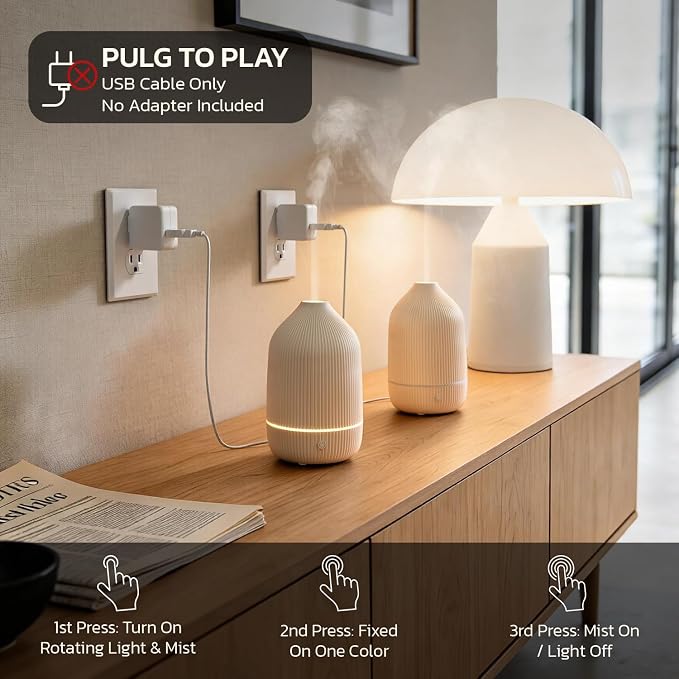 Essential Oil Diffuser, 100ml Aromatherapy Diffuser, Mini Ultrasonic Diffuser - Image 3