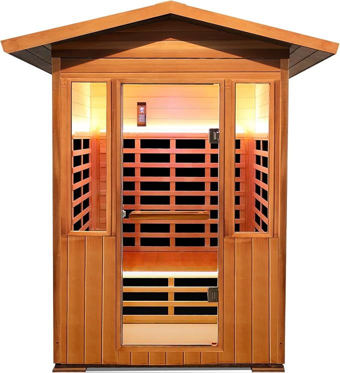 2 Person Outdoor Sauna Infrared Saunas Dry Sauna Room 120V Red Cedar and by OUTEXER