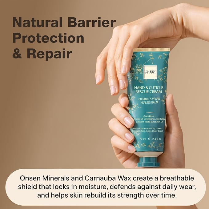 Onsen Hand & Cuticle Rescue Cream | Organic Nail Strengthener & Balm | Dry - Image 4