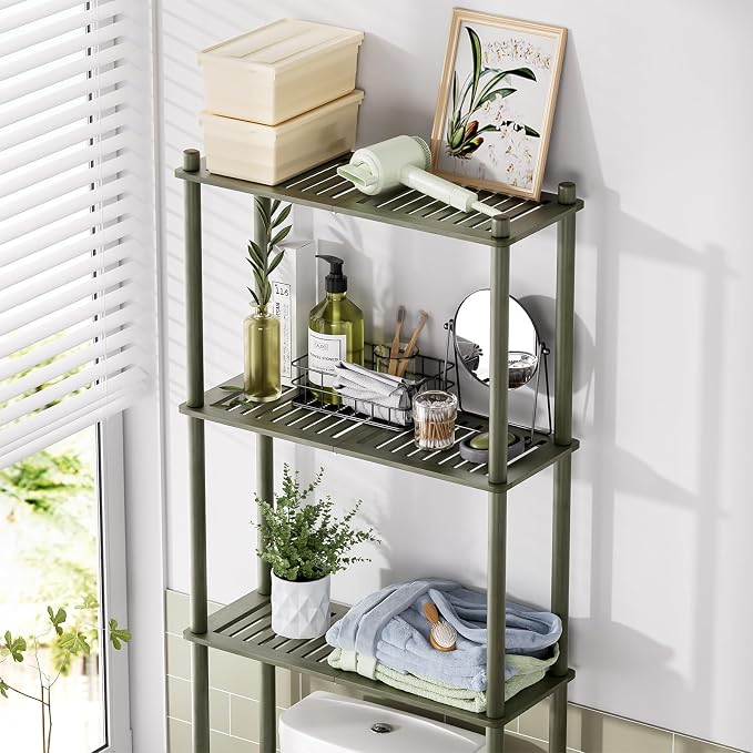 AmazerBath Bamboo Over The Toilet Storage Shelf, 3-Tier Over Toilet Bathroom - Image 3