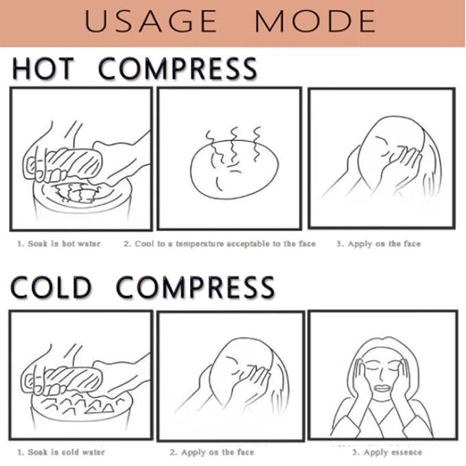 4 Pack Reusable Face Towel Mask Cold Hot Compress Facial Steamer Towel - Image 5