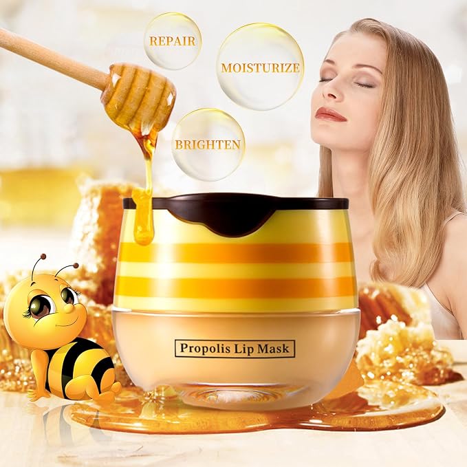 4 PCS Honey Lip Balm Pot, Strawberry & Honey Lip Mask, Hydrate & Moisturizing - Image 4