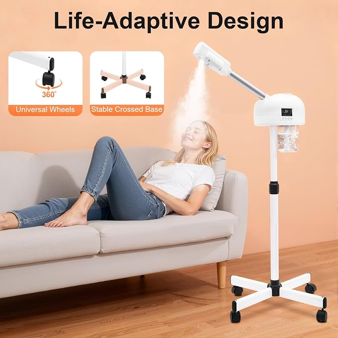 Standing Facial Steamer with LCD Timer 0-20min, Ozone Face Steamer Machine - Image 3