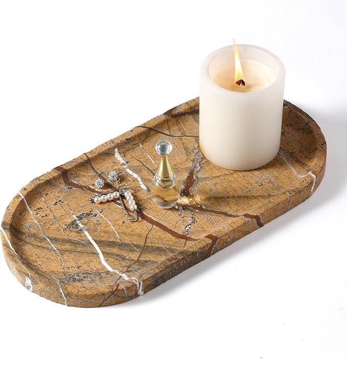 Koville Indian Natural Marble Decorative Tray, Catchall by Koville