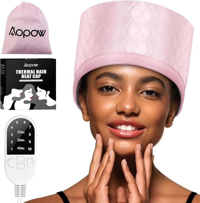 Heat Cap for Deep Conditioning: 10-Level Heats Up Quickly 3 Time Settings Hair by AOPOW