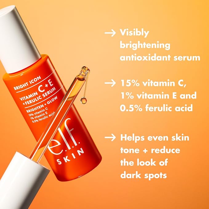 e.l.f. SKIN Bright Icon Vitamin C + E + Ferulic Face Serum Mini, Brightening & - Image 2