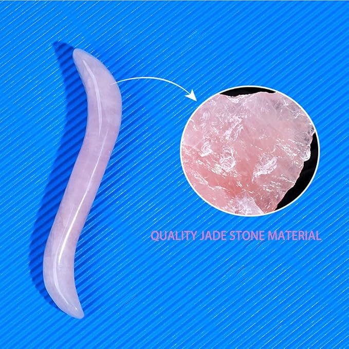 Massage Stones Guasha Roller Pink Jade Gemstone Meditation Healing Stick Stone - Image 6