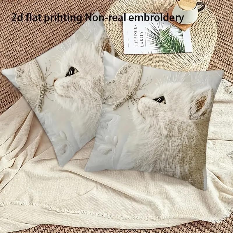 2D Flat Print Decorative Throw Pillow Covers, Square Cushion Cases, 2 - Image 2