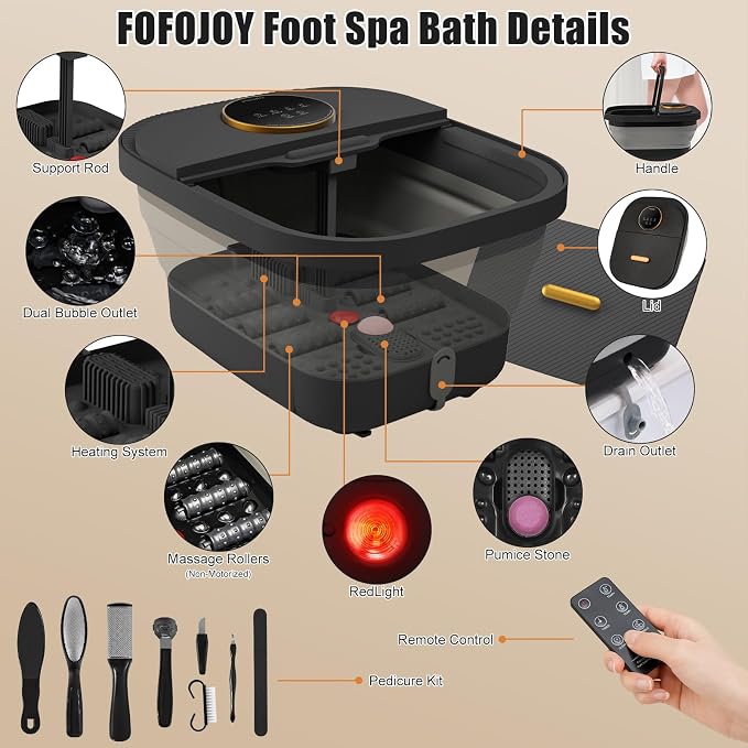 Foot Spa Bath Massager with Heat, Temperature Control, Remote Control, - Image 2