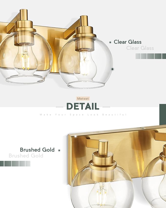 Bathroom Light Fixtures, 6 Light Brushed Gold Vanity Light, 38 Inch Modern Wall - Image 5