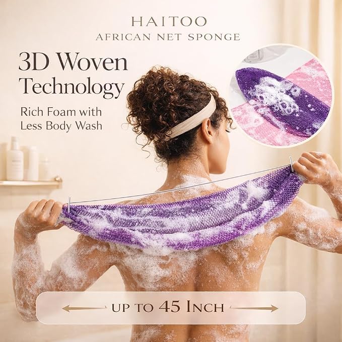 African Net Sponge Authentic, 3 Pieces African Exfoliating Net Sponge Body Back - Image 2