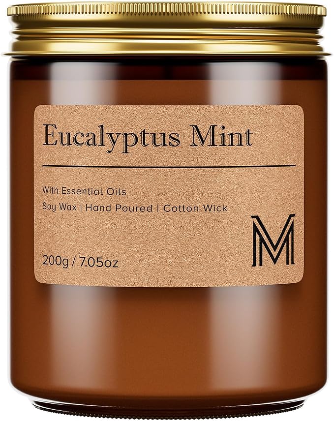 M&SENSE EucalyptusMint Scented Christmas Candle Gift, Aromatherapy Candle Set by MSENSE