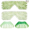 Hercicy 4 Pcs Jade Eye Mask and Hair Comb Set Green Jade Stone Eye Mask White by Hercicy