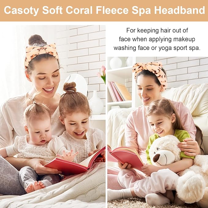 Casoty Leopard Print Spa Skincare Headband Head Bands or Washing Face Cute Face - Image 6