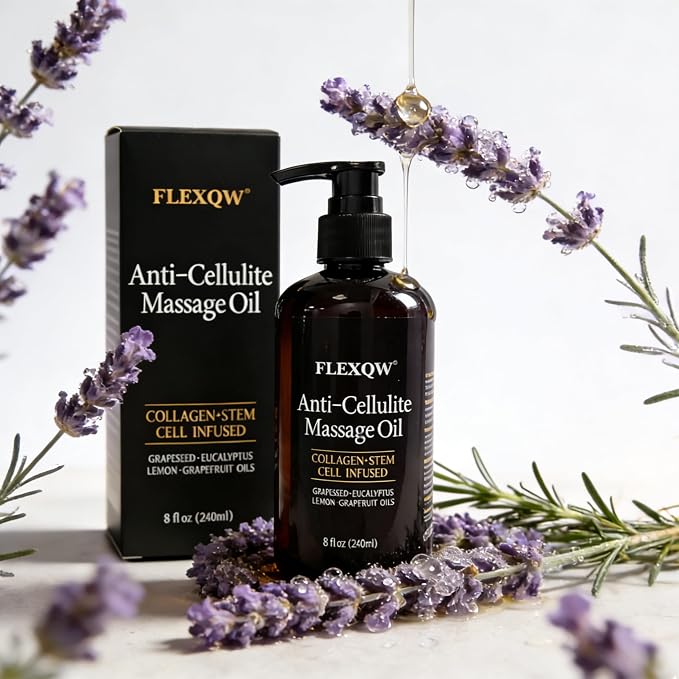 Anti Cellulite Massage Oil, Lymphatic Drainage Body Oil, Collagen Oil by FLEXQW