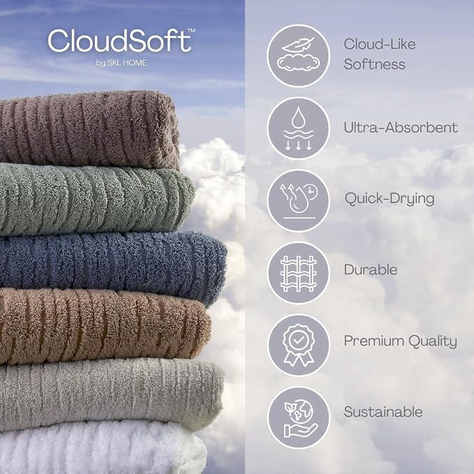 SKL Home CloudSoft Cotton Luxury 4-Piece Washcloth Set - Image 5