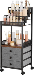 Display Riser Stand Perfume Cologne Organizer, 13in Rolling Makeup Storage Cart by HomeLivingStorageOrganizer