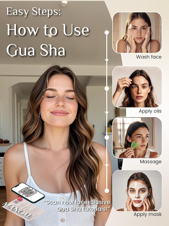 Rena Chris Gua Sha Facial Tools: Natural Jade Stone Guasha Tool - Image 5