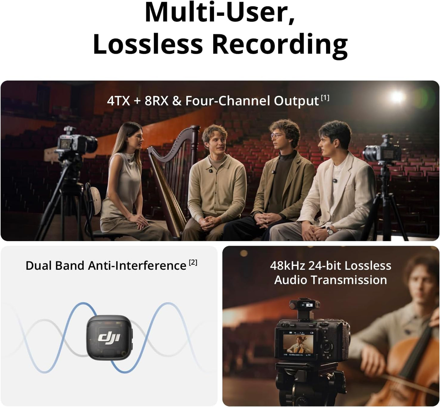 DJI Mic 3 (1 TX + 1 RX), Wireless Lavalier Mic for iPhone/Camera/Android, Ultralight, Extended Operating Time & Fast Charging, 1312ft (400m) Transmission, Noise Cancelling, Vlog, Streaming