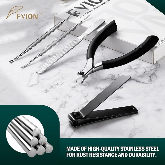 FVION Ingrown Toenail Tools Kit 5 Pcs, Toenail Clippers - Image 6