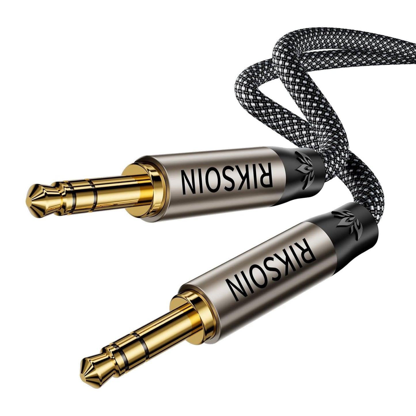 3.5mm Nylon Braided Aux Cable 4FT, Silver-Plated Wire Core Male to Male Cord for Headphones Car Home Stereos Speaker Compatible with iPhone iPad iPod Echo More