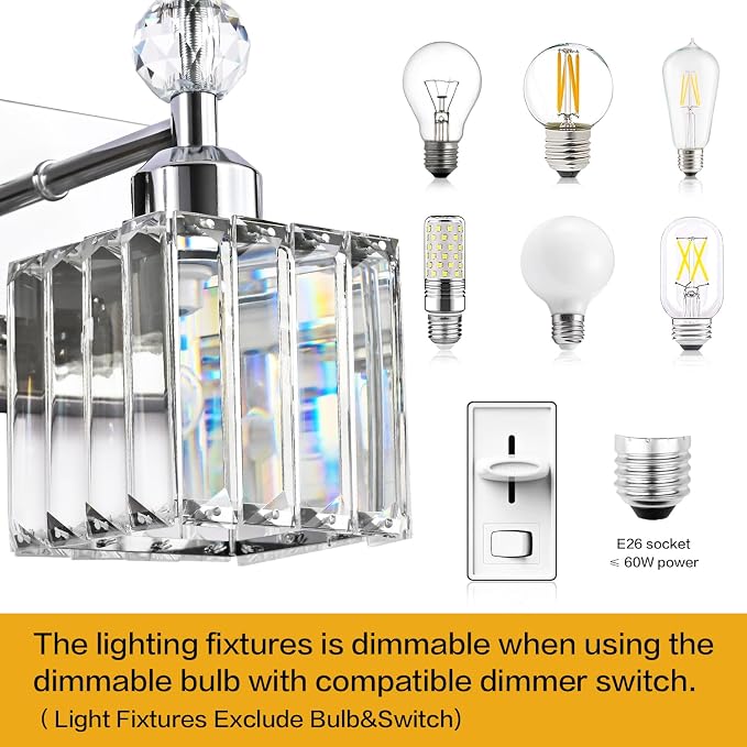 PRESDE 1-Light Bathroom Vanity Light, Modern Chrome Wall Sconce - Image 5