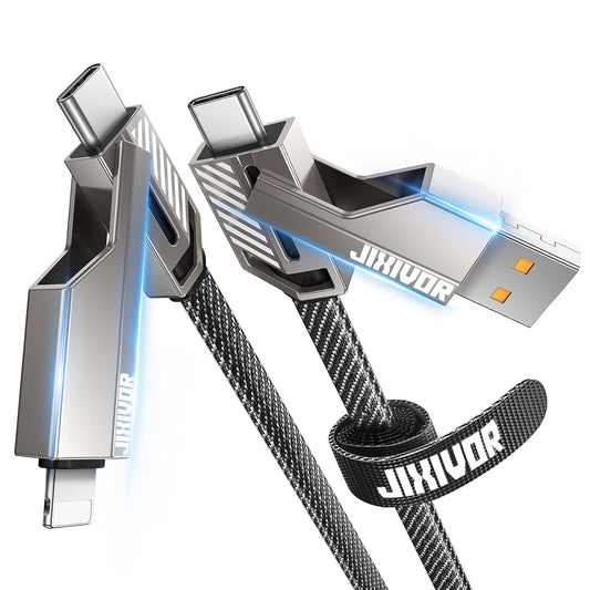 [One is Enough] 4-in-1 Compatible with USB C to Lightning Cable, 60W High-Speed Charging & Fast Data Transfer,CarPlay & Android Auto Support Multi Charger Cord Combo for iPhone/Samsung/iPad,10FT