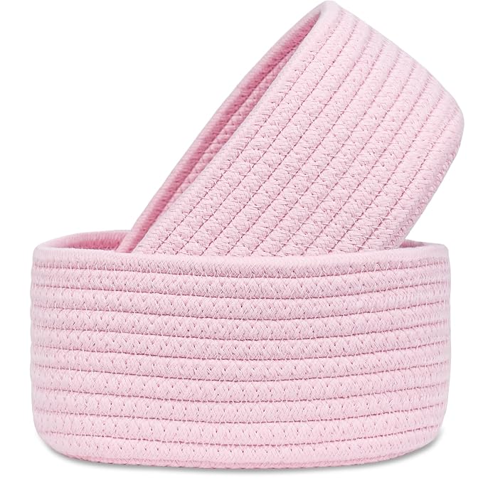 【2 Pack】ABenkle Small Woven Baskets, Tiny Oval Shallow Storage Baskets by ABenkle