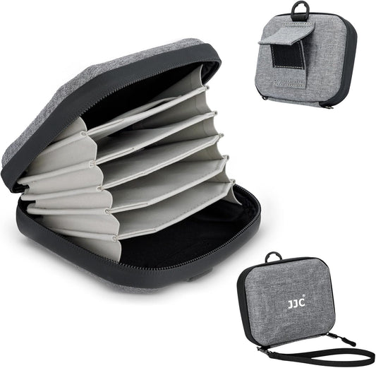 JJC Durable Hard Shell Lens Filter Case Up to 95mm, 4 Pockets Lens Filter Holder Bag with Belt Loop and Wrist Strap, Camera Lens Filter Storage Case Carrying Pouch for Filter Round Filter ND UV CPL