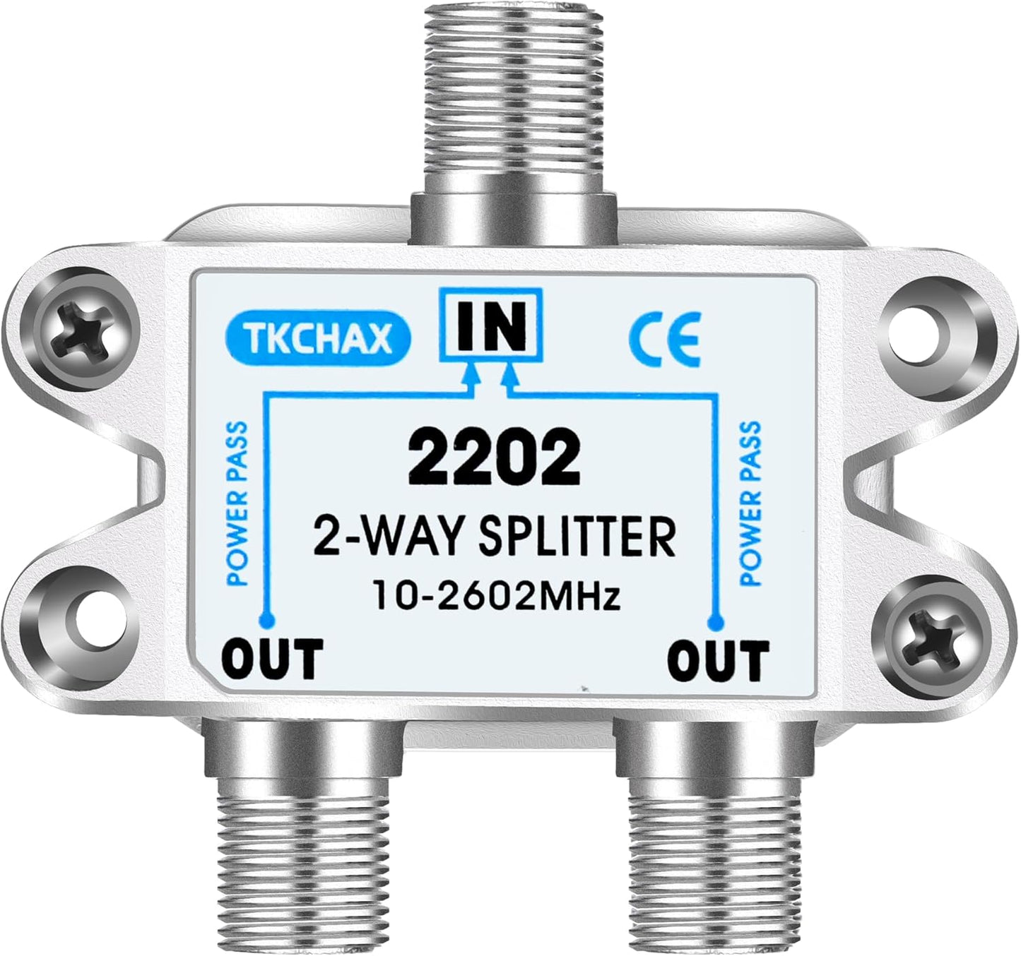 2 Way Coaxial Cable Splitter,Support 10-2602MHz, RG6 Compatible, Nickel-Plated for Cable Splitter,Work with CATV, Satellite TV,Antenna System and MoCA Configurations