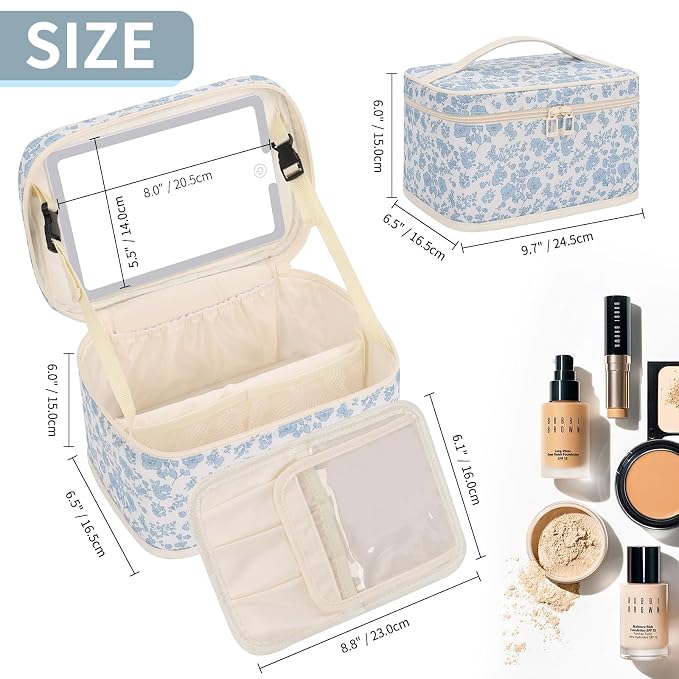 OCHEAL Makeup Bag With LED Mirror, Travel Makeup Bag With 3 Color Setting Light - Image 5